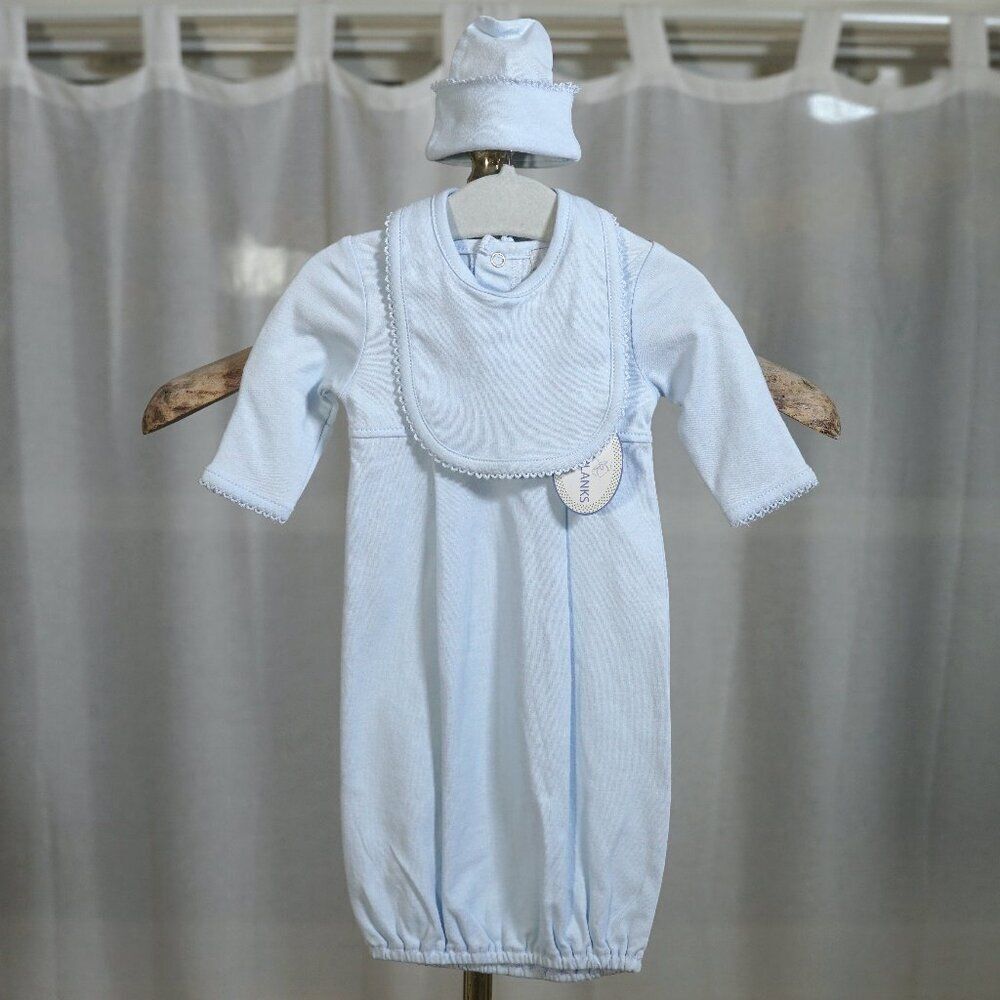 NWT Just Blanks Carolina Blue Preemie Gown Set